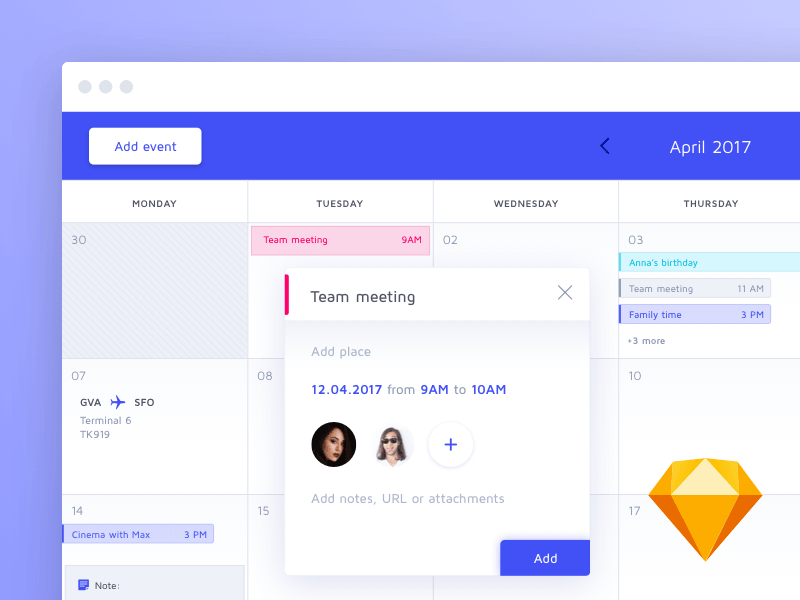 Calendar App in Skecth